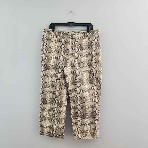 Chico's The Ultimate Fit Platinum Denim Crop Snake Print Jeans XL - Picture 1 of 8